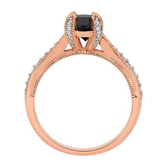Midnight Black Womens 1 1/5 CT. T.W. Natural Black Diamond 14K Gold Round Engagement Ring