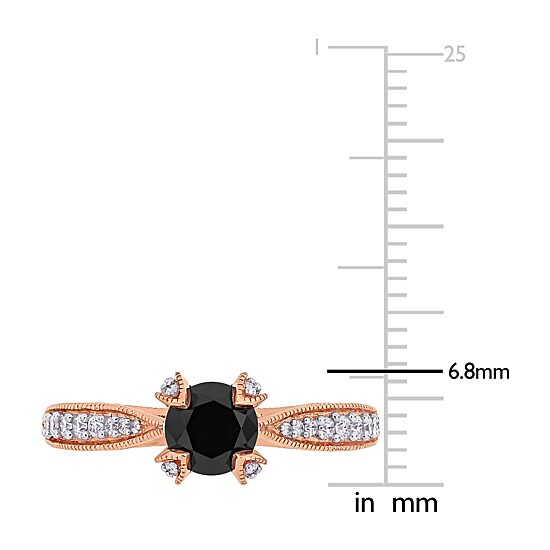 Midnight Black Womens 1 1/5 CT. T.W. Natural Black Diamond 14K Gold Round Engagement Ring