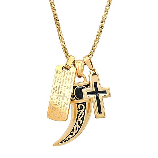 Mens 18K Gold Over Stainless Steel Hypoallergenic 24 Inch Pendant Necklace
