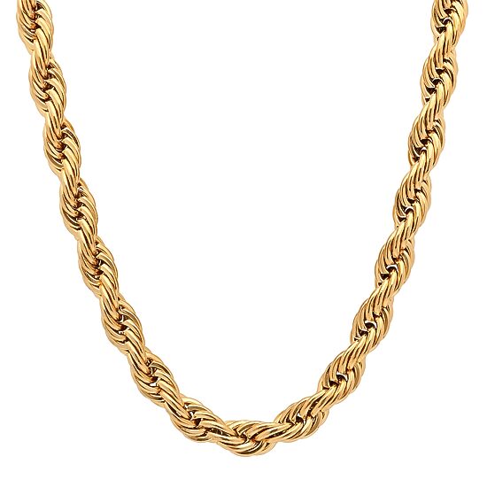Mens 18K Gold Over Stainless Steel Hypoallergenic 24 Inch Pendant Necklace