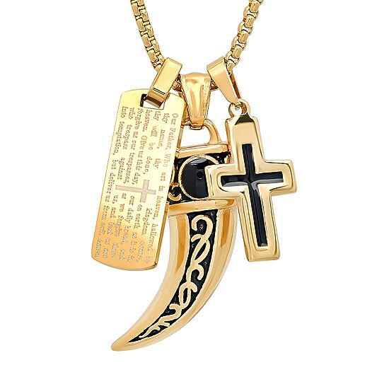 Mens 18K Gold Over Stainless Steel Hypoallergenic 24 Inch Pendant Necklace