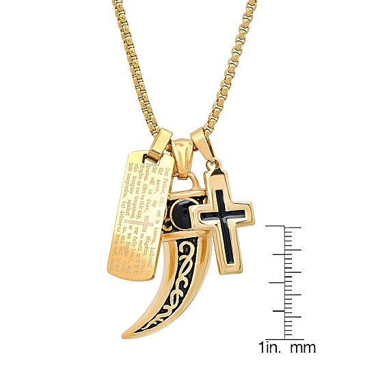 Mens 18K Gold Over Stainless Steel Hypoallergenic 24 Inch Pendant Necklace