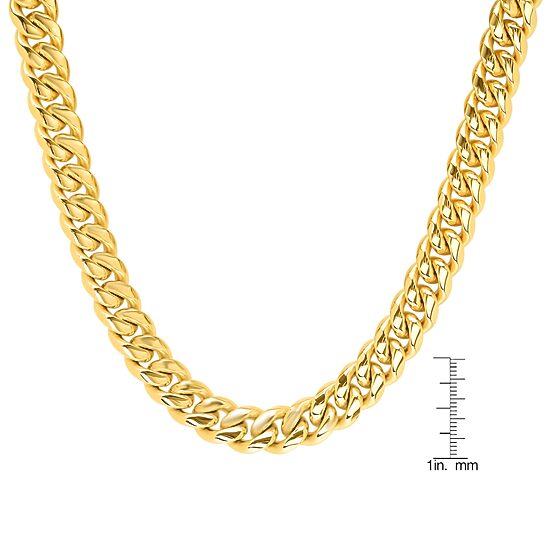 Mens 18K Gold Over Stainless Steel Hypoallergenic 30 Inch Cuban Chain Necklace