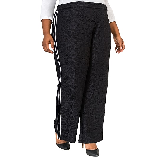 Poetic Justice Womens Plus High Rise Over Belly Wide Leg Palazzo Pant