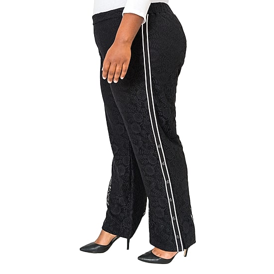 Poetic Justice Womens Plus High Rise Over Belly Wide Leg Palazzo Pant