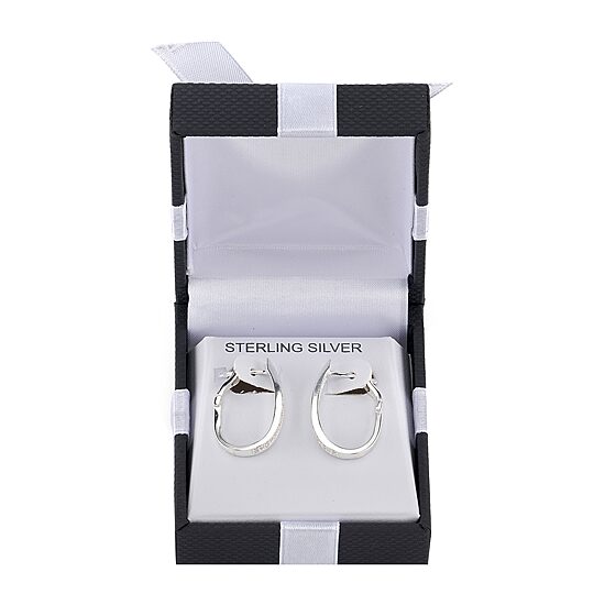 Womens Cubic Zirconia Sterling Silver 23.6mm Hoop Earrings
