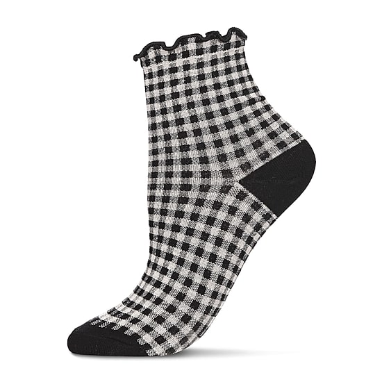 MeMoi Ruffle Cuff Womens BREATHABLE 1 Pair Quarter Ankle Socks