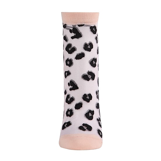 MeMoi Sheer Leopard Womens Breathable 1 Pair Quarter Ankle Socks