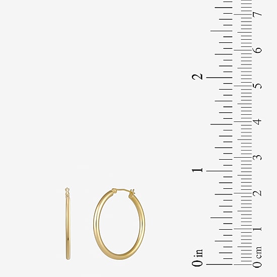 Womens 18K Gold 30mm Round Hoop Earrings