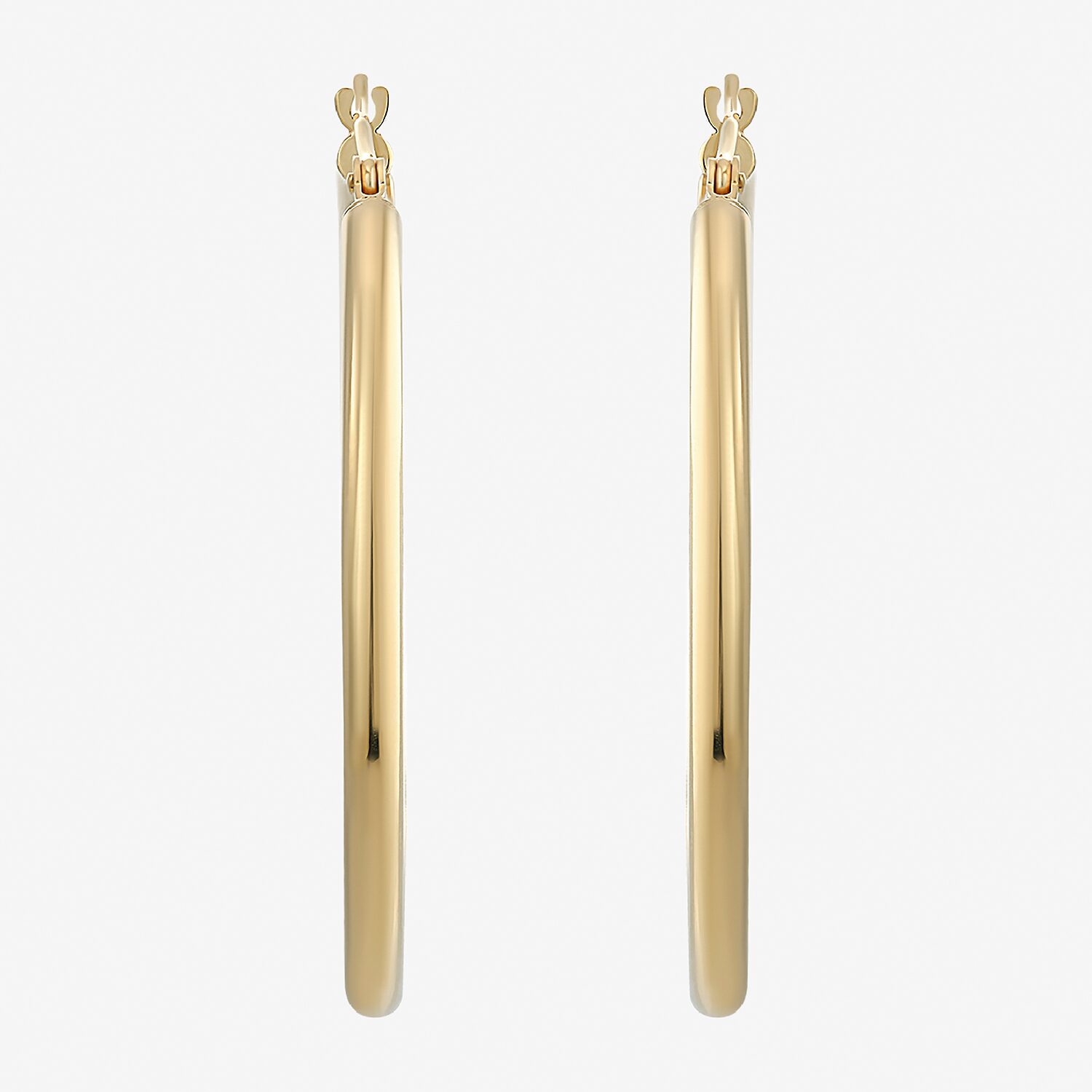 Womens 18K Gold 30mm Round Hoop Earrings