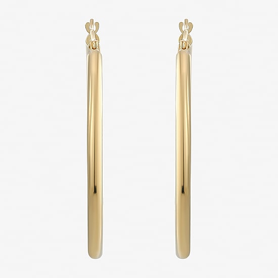 Womens 18K Gold 30mm Round Hoop Earrings