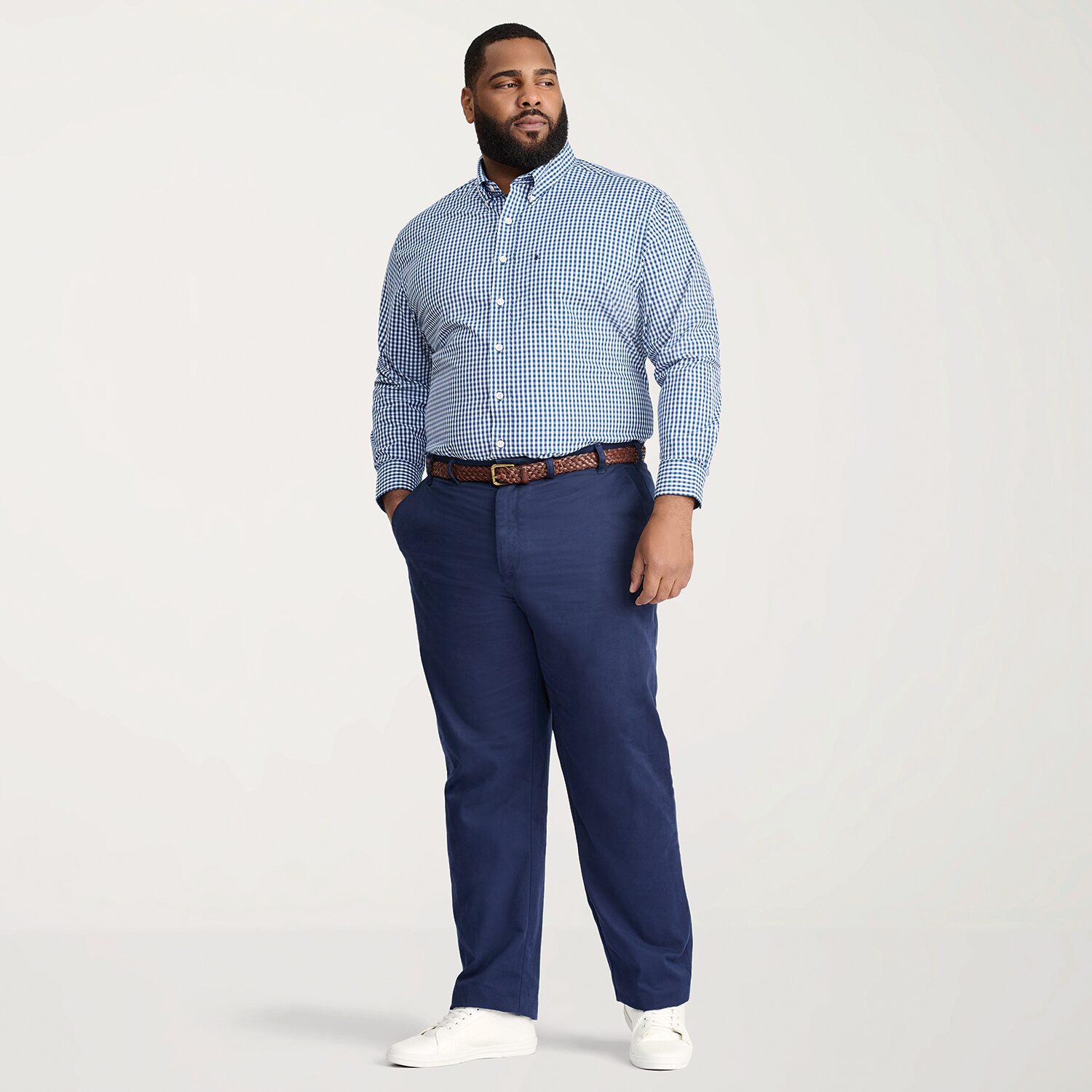 IZOD Performance Comfort Mens Long Sleeve Classic Fit Stretch Fabric Big and Tall Button-Down Shirt