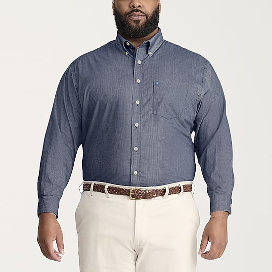 IZOD Performance Comfort Mens Long Sleeve Classic Fit Stretch Fabric Big and Tall Button-Down Shirt