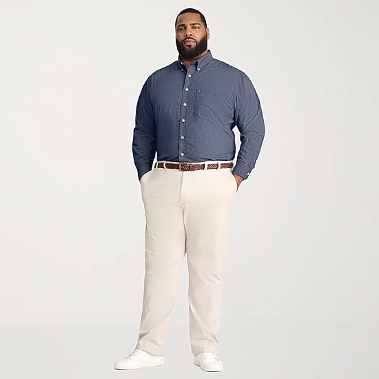 IZOD Performance Comfort Mens Long Sleeve Classic Fit Stretch Fabric Big and Tall Button-Down Shirt