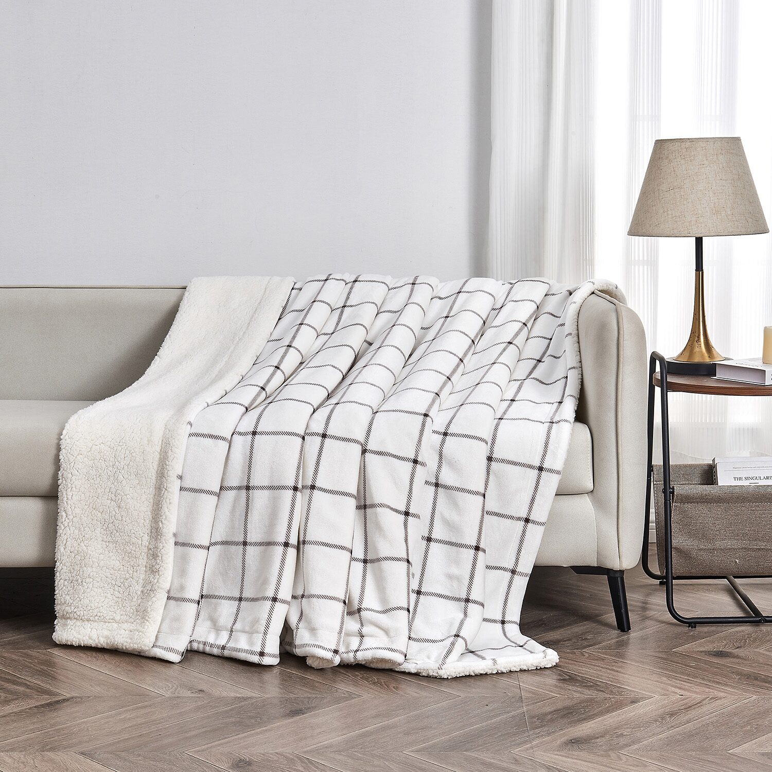 Linery Velvet Plush Fleece Sherpa Blanket