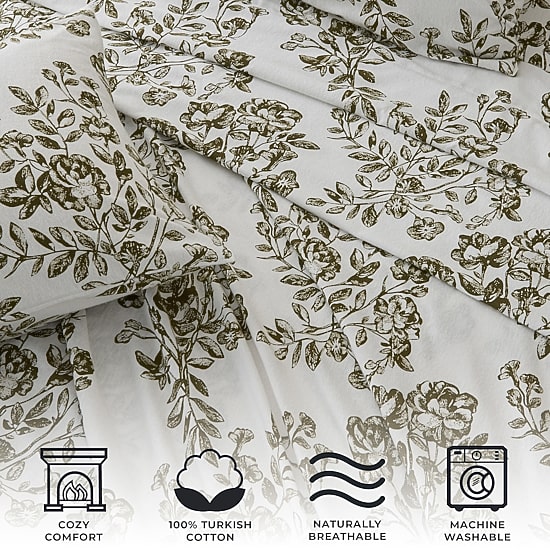 Linery Cotton Printed Flannel Sheet Set