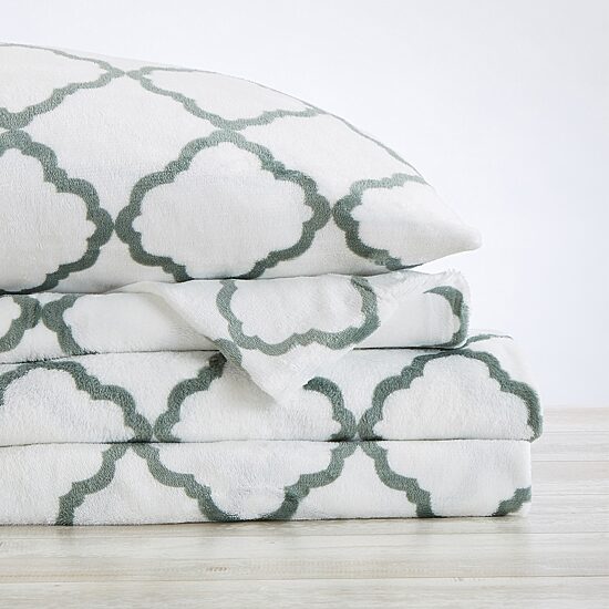 Linery Printed Velvet Plush Cozy Sheet Set