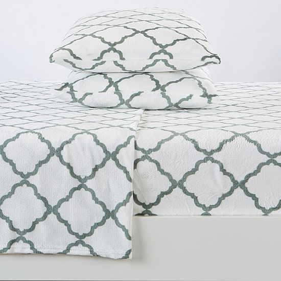 Linery Printed Velvet Plush Cozy Sheet Set