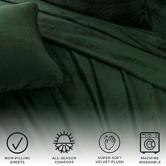 Linery Solid Velvet Plush Cozy Sheet Set