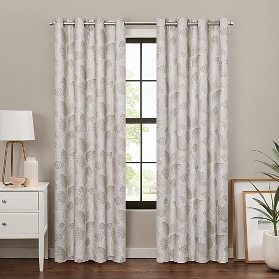 Eclipse Larissa Leaf Grommet Top 100% Blackout Single Curtain Panel