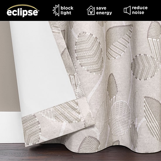 Eclipse Larissa Leaf Grommet Top 100% Blackout Single Curtain Panel