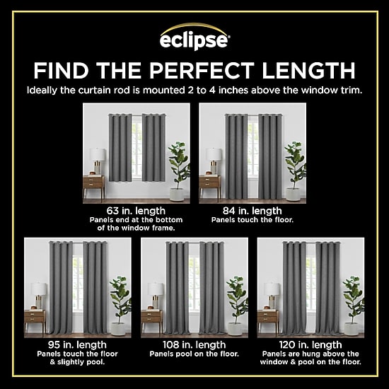 Eclipse Larissa Grommet Top 100% Blackout Single Curtain Panel