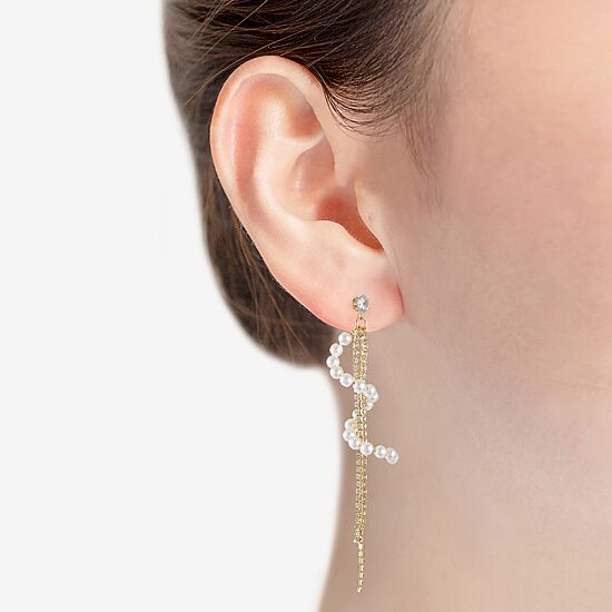Bijoux Bar Gold Tone Womens Glass Simulated Pearl Hypoallergenic Drop Earrings