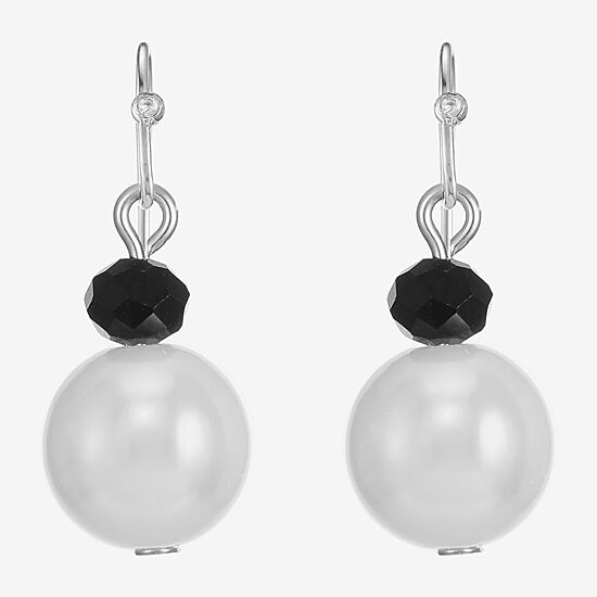 Mixit Silver Tone Womens Simulated Pearl Drop Earrings