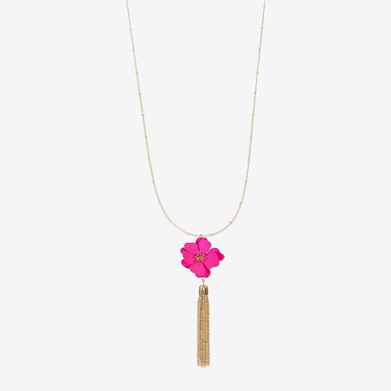 Liz Claiborne Tassel Womens Flower 32 Inch Pendant Necklace