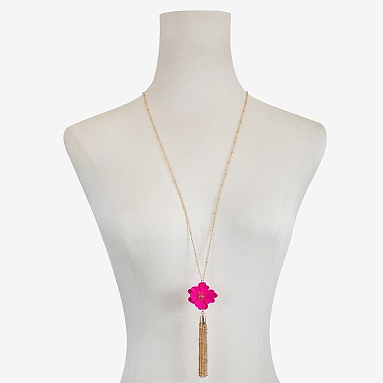 Liz Claiborne Tassel Womens Flower 32 Inch Pendant Necklace