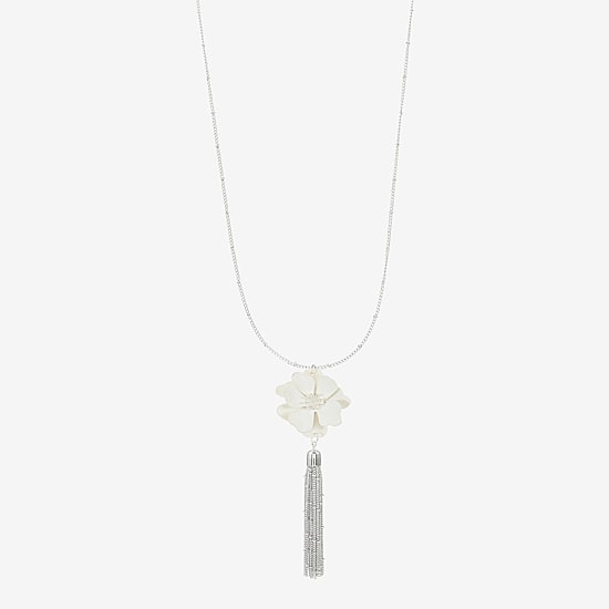 Liz Claiborne Tassel Womens Flower 32 Inch Pendant Necklace