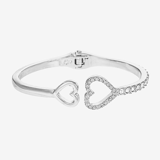 Liz Claiborne Womens Glass Heart Bangle Bracelet