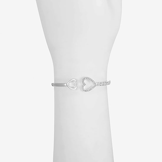 Liz Claiborne Womens Glass Heart Bangle Bracelet