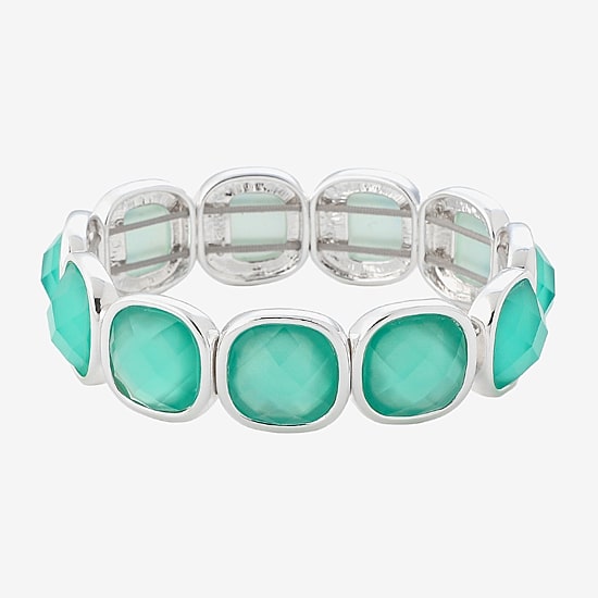 Monet Jewelry Womens Glass Cushion Stretch Bracelet