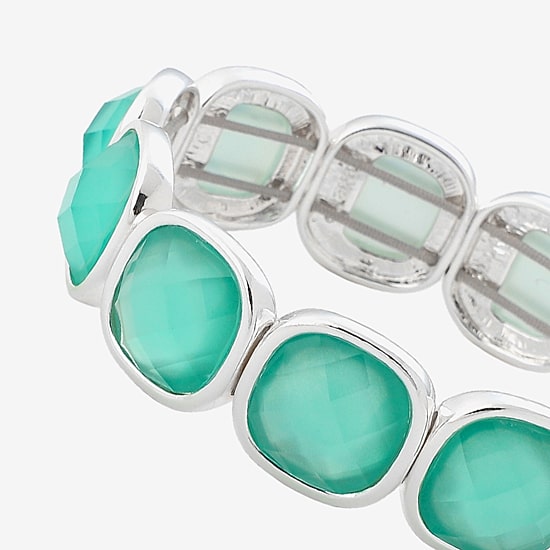 Monet Jewelry Womens Glass Cushion Stretch Bracelet
