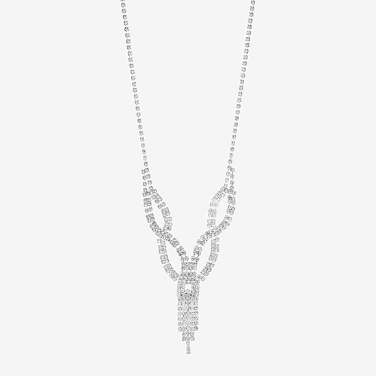 Monet Jewelry Timeless Silver Tone Womens Glass 17 Inch Y Necklace