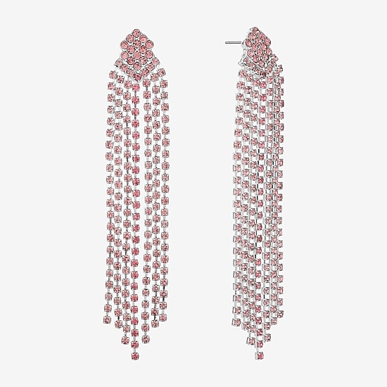 Monet Jewelry Timeless Silver Tone Womens Glass Hypoallergenic Chandelier Earrings