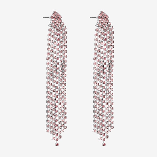 Monet Jewelry Timeless Silver Tone Womens Glass Hypoallergenic Chandelier Earrings