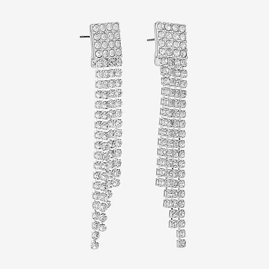 Monet Jewelry Timeless Silver Tone Womens Glass Hypoallergenic Chandelier Earrings