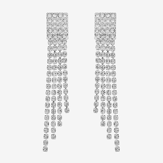 Monet Jewelry Timeless Silver Tone Womens Glass Hypoallergenic Chandelier Earrings
