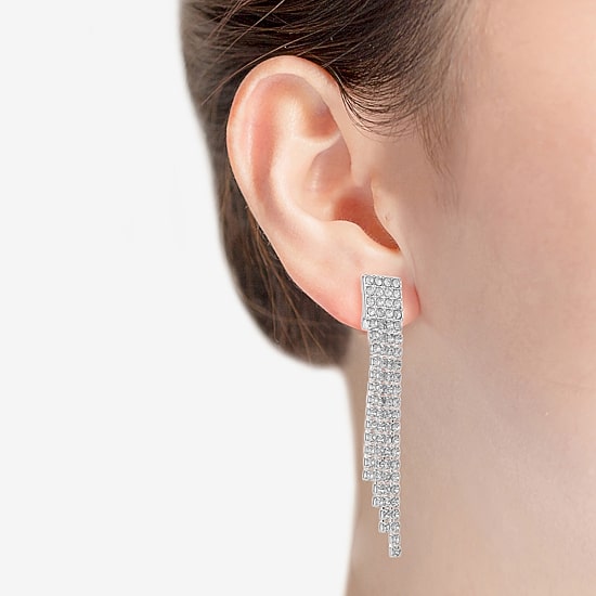 Monet Jewelry Timeless Silver Tone Womens Glass Hypoallergenic Chandelier Earrings