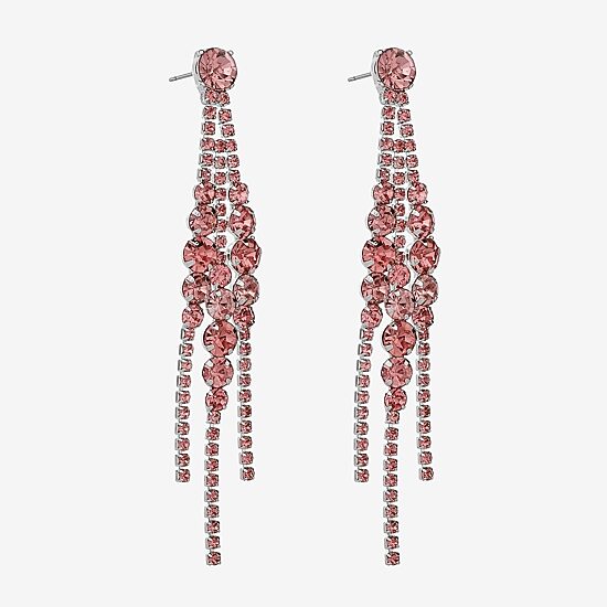 Monet Jewelry Timeless Silver Tone Womens Glass Hypoallergenic Chandelier Earrings