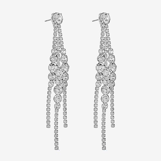 Monet Jewelry Timeless Silver Tone Womens Glass Hypoallergenic Chandelier Earrings