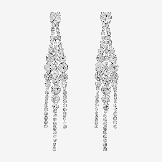 Monet Jewelry Timeless Silver Tone Womens Glass Hypoallergenic Chandelier Earrings