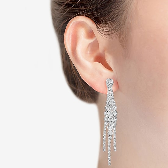 Monet Jewelry Timeless Silver Tone Womens Glass Hypoallergenic Chandelier Earrings