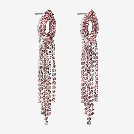 Monet Jewelry Timeless Silver Tone Womens Glass Hypoallergenic Chandelier Earrings