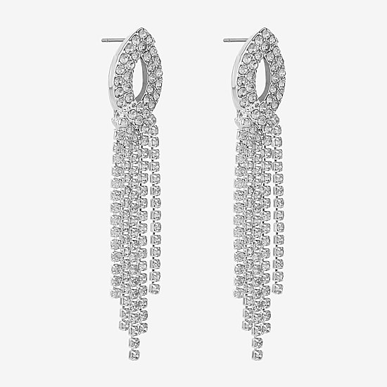 Monet Jewelry Timeless Silver Tone Womens Glass Hypoallergenic Chandelier Earrings