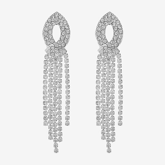 Monet Jewelry Timeless Silver Tone Womens Glass Hypoallergenic Chandelier Earrings