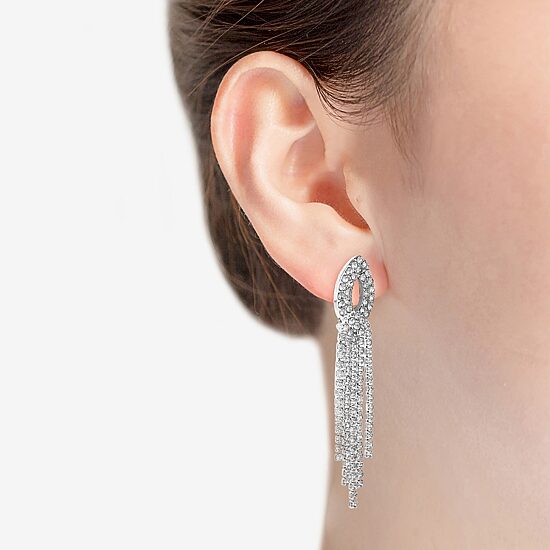 Monet Jewelry Timeless Silver Tone Womens Glass Hypoallergenic Chandelier Earrings