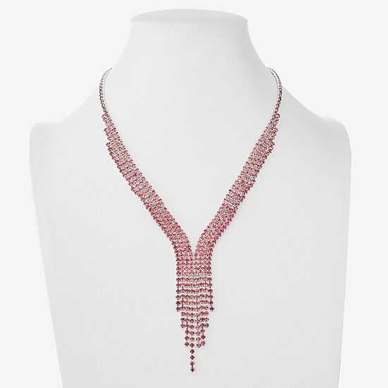 Monet Jewelry Timeless Silver Tone Womens Glass 17 Inch Y Necklace